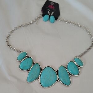 Turquoise Statement Necklace and Earring Set